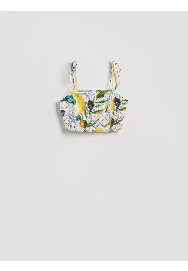 Reserved - Top z lnem - wielobarwny. Materiał: len