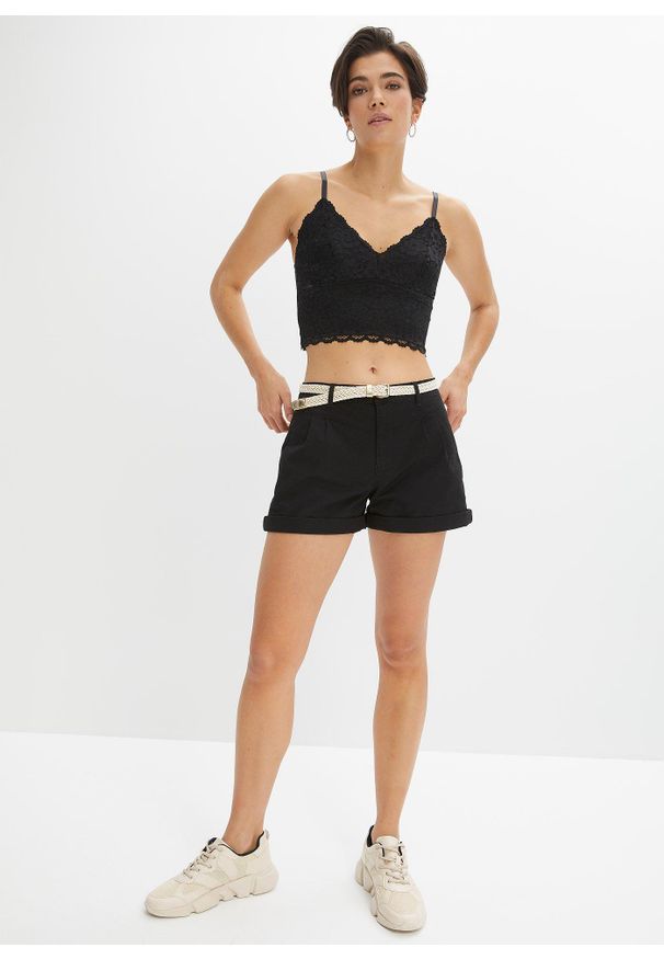bonprix - Szorty z bawełny. Kolor: czarny. Materiał: bawełna