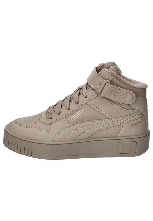 Buty damskie Puma Carina Street Mid WTR. Kolor: beżowy. Materiał: syntetyk, tkanina, materiał. Sport: turystyka piesza