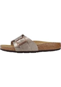 Klapki damskie Birkenstock Catalina Taupe. Kolor: szary. Materiał: syntetyk, materiał
