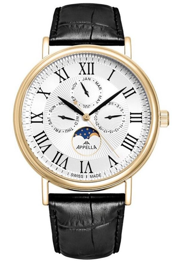 Acappella - Zegarek męski Appella L70004.1233QF czarny. Kolor: czarny