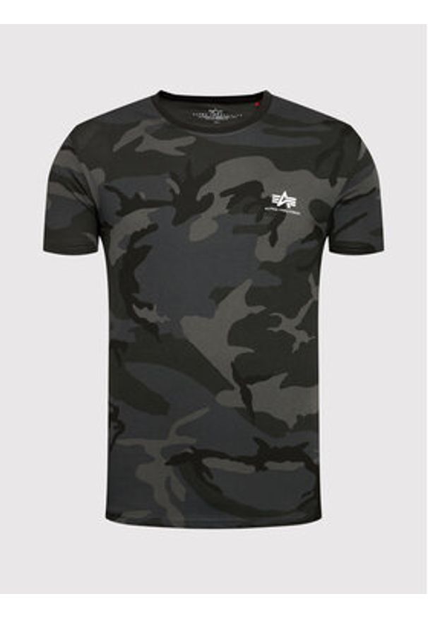 Alpha Industries T-Shirt Backprint T Camo 128507C Czarny Regular Fit. Kolor: czarny. Materiał: bawełna