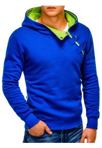 Ombre Clothing - Bluza męska z kapturem - niebieska/zielona PACO - S. Typ kołnierza: kaptur. Kolor: niebieski. Materiał: poliester, bawełna