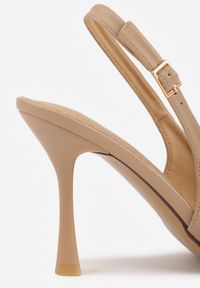 Renee - Ciemnobeżowe Sandały Slingback VICES na Szpilce z Odkrytym Noskiem Blooma. Okazja: na co dzień, na ślub cywilny, na wesele. Zapięcie: pasek. Kolor: beżowy. Materiał: jeans. Obcas: na szpilce. Styl: casual #7