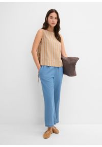 bonprix - Jeansy wide leg, wysoki stan, krótsza nogawka. Stan: podwyższony. Kolor: niebieski. Długość: krótkie #3