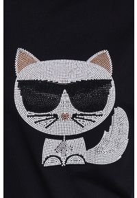 Karl Lagerfeld - T-shirt bawełniany 216W1732.51. Okazja: na co dzień. Kolor: czarny. Materiał: bawełna. Wzór: aplikacja. Styl: casual #5