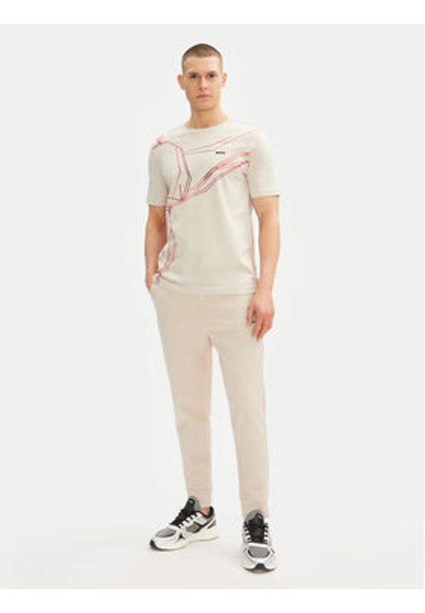 BOSS T-Shirt Beetle 50542048 Beżowy Regular Fit. Kolor: beżowy. Materiał: bawełna