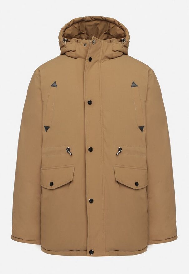 Born2be - Ciemnobeżowa Kurtka Parka z Odpinanym Kapturem i Polarowym Ociepleniem Rinavia. Okazja: na co dzień. Kolor: beżowy. Materiał: polar. Długość rękawa: długi rękaw. Długość: długie. Styl: elegancki, casual