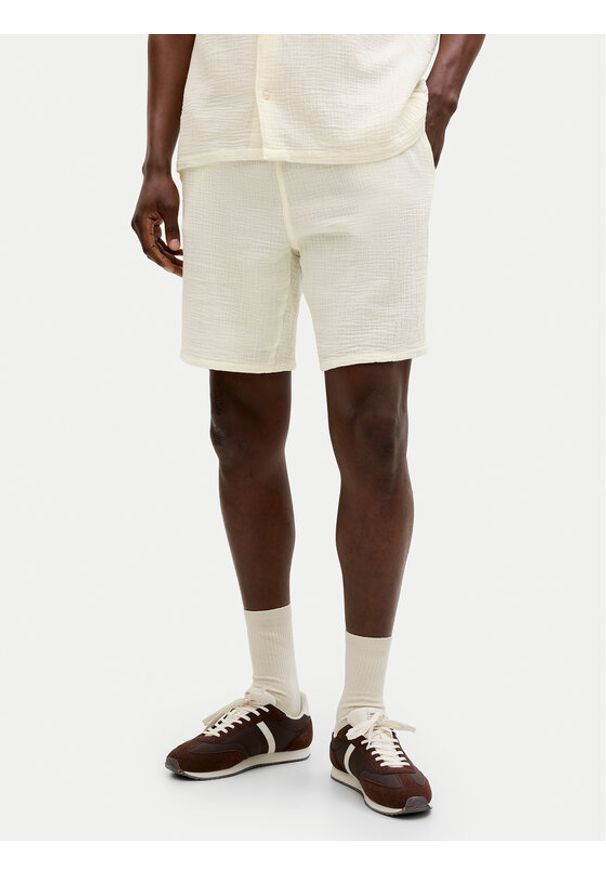 Jack & Jones Szorty materiałowe Jaiden 12274758 Biały Relaxed Fit. Kolor: biały. Materiał: bawełna