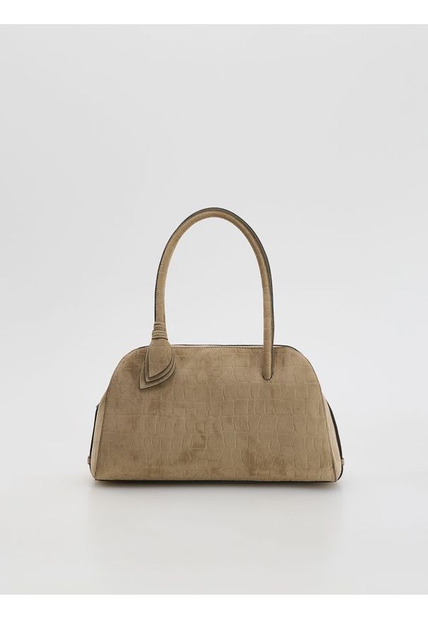 Reserved - Torebka z imitacji zamszu - beżowy. Kolor: beżowy. Materiał: zamszowe