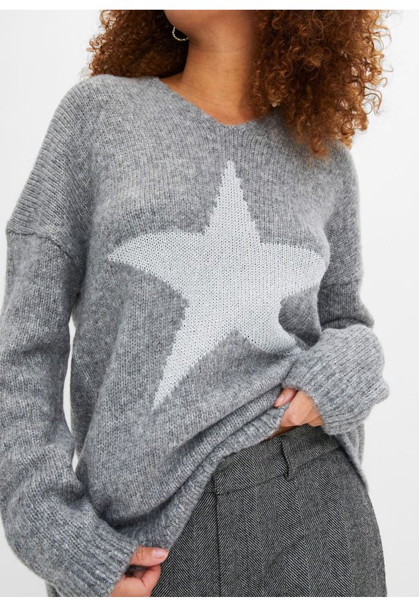 bonprix - Sweter z gwiazdą. Kolor: szary
