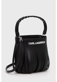 Karl Lagerfeld torebka kolor czarny. Kolor: czarny. Dodatki: z frędzlami. Rodzaj torebki: na ramię