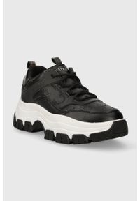 Guess sneakersy BISUN kolor czarny FL8BIU FAL12. Zapięcie: sznurówki. Kolor: czarny. Materiał: guma. Obcas: na platformie #3