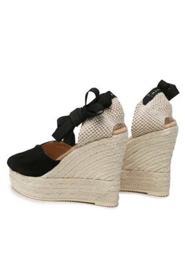 Manebi Espadryle Heart-Shaped Wedge Espadrilles K 1.0 WH Czarny. Kolor: czarny. Materiał: zamsz, skóra