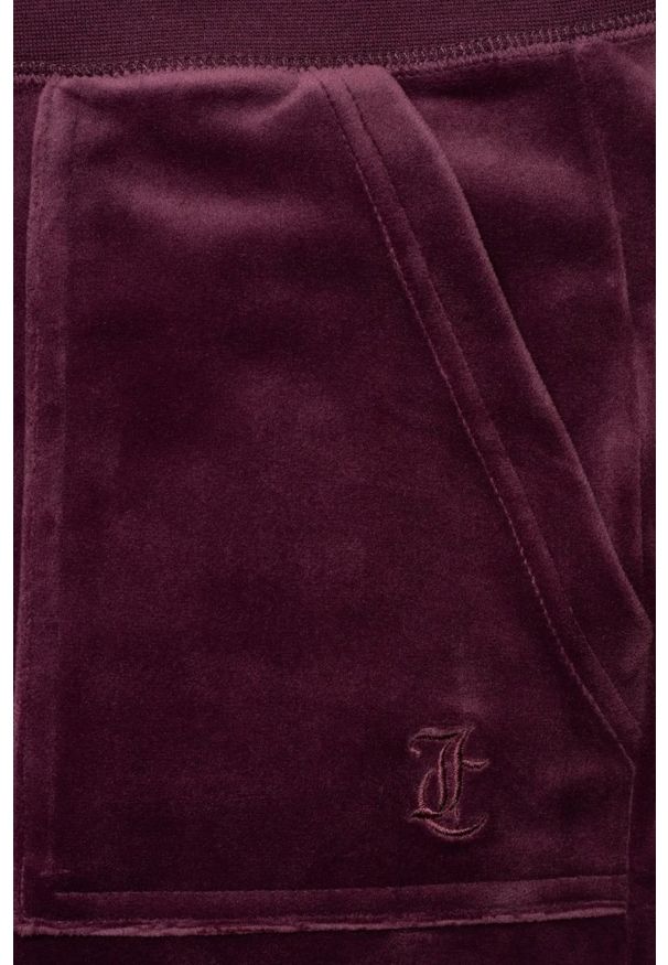 Juicy Couture - JUICY COUTURE Śliwkowe damskie spodnie welurowe Del Ray Pocket Pant, Rozmiar XS. Kolor: fioletowy. Materiał: welur