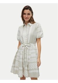 Vero Moda Sukienka koszulowa Dicthe 10303728 Beżowy Regular Fit. Kolor: beżowy. Materiał: bawełna. Typ sukienki: koszulowe #3