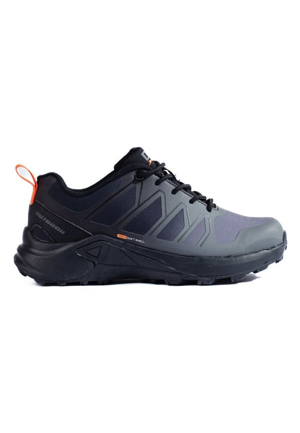 Szare buty trekkingowe damskie DK Softshell czarne. Kolor: czarny, szary, wielokolorowy. Materiał: softshell