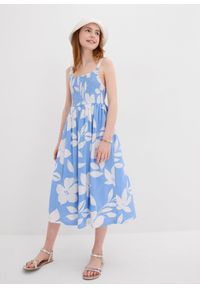 bonprix - Sukienka z lejącej wiskozy. Kolor: niebieski. Materiał: wiskoza. Wzór: nadruk. Długość: midi #3