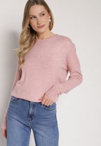 Born2be - Jasnoróżowy Casualowy Sweter z Wełną i Bawełną Nedalla. Okazja: na co dzień. Kolor: różowy. Materiał: wełna, bawełna. Długość rękawa: długi rękaw. Długość: długie. Styl: casual #3