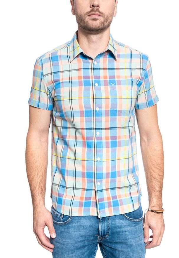 Wrangler - WRANGLER SS 1 PKT SHIRT MĘSKA KOSZULA GOSSAMER GREEN W5J14MG07 112130162