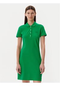 Lacoste Sukienka codzienna EF5473 Zielony Slim Fit. Okazja: na co dzień. Kolor: zielony. Materiał: bawełna. Typ sukienki: proste. Styl: casual