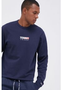 Tommy Jeans Bluza bawełniana męska kolor granatowy melanżowa. Okazja: na co dzień. Kolor: niebieski. Materiał: bawełna. Wzór: melanż. Styl: casual #2