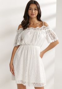 Renee - Biała Sukienka Adramara. Kolor: biały #3