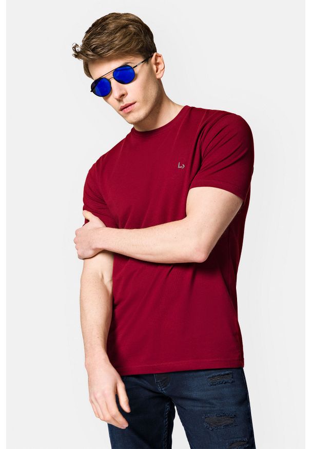 Lancerto - Koszulka Bordowa z Bawełną Linus. Kolor: czerwony. Materiał: bawełna, elastan