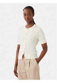 TOMMY HILFIGER - Tommy Hilfiger Kardigan Summer WW0WW50070 Kremowy Slim Fit. Kolor: kremowy. Materiał: syntetyk #1