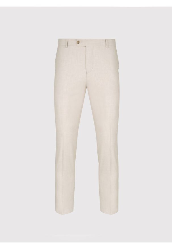 Pako Lorente - PAKO LORENTE - Beżowe spodnie ganiturowe z lnem. Kolor: beżowy. Materiał: len. Styl: młodzieżowy, elegancki