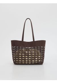 Reserved - Torebka shopper - ciemnobrązowy. Kolor: brązowy. Materiał: zamszowe #1