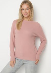 Born2be - Różowy Sweter z Wełną w Klasycznym Stylu Firrive. Okazja: na co dzień. Kolor: różowy. Materiał: wełna. Styl: klasyczny #6
