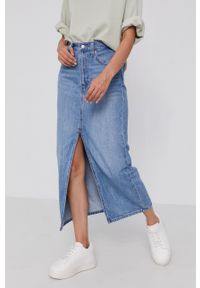 Levi's® - Levi's Spódnica jeansowa midi prosta. Okazja: na spotkanie biznesowe, na co dzień. Kolor: niebieski. Materiał: jeans. Styl: biznesowy, casual #3