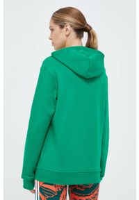 adidas Originals bluza bawełniana damska kolor zielony z kapturem gładka. Typ kołnierza: kaptur. Kolor: zielony. Materiał: bawełna. Wzór: gładki #5