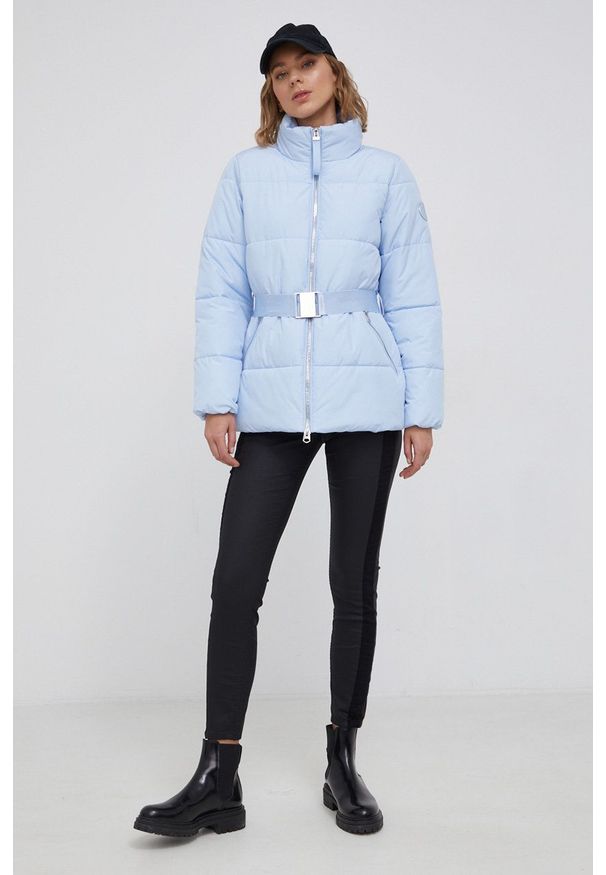 Calvin Klein - Kurtka. Okazja: na co dzień. Kolor: niebieski. Materiał: materiał, poliester, puch. Wzór: gładki. Styl: casual