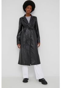 Answear Lab płaszcz damski kolor czarny przejściowy niezapinany. Okazja: na co dzień. Kolor: czarny. Materiał: materiał. Wzór: gładki. Styl: wakacyjny #2