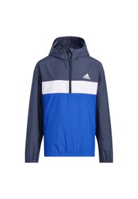 Adidas - Bluza Woven Kids. Kolor: niebieski. Materiał: materiał