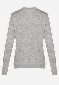 Born2be - Szary Kardigan Zapinany na Guziki ze Ściągaczem Omeana. Okazja: na co dzień, do pracy. Kolor: szary. Materiał: jeans. Styl: klasyczny, elegancki, casual #4