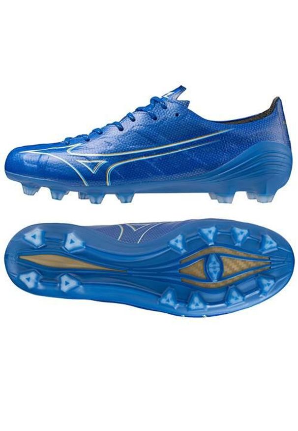 Buty piłkarskie męskie Mizuno Alfa Elite Fg. Zapięcie: sznurówki. Kolor: niebieski, wielokolorowy, biały. Materiał: materiał. Szerokość cholewki: normalna. Sport: piłka nożna