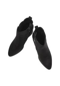 Czarne Botki Vinceza Eleganckie Obuwie Damskie. Okazja: na co dzień. Kolor: czarny. Materiał: materiał. Styl: elegancki