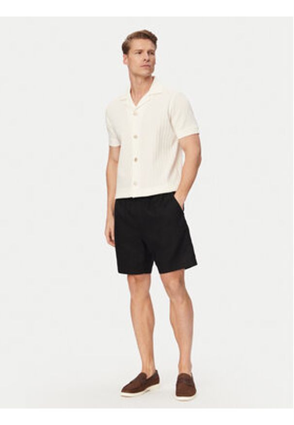 TOMMY HILFIGER - Tommy Hilfiger Szorty materiałowe Dover MW0MW44354 Czarny Regular Fit. Kolor: czarny. Materiał: len