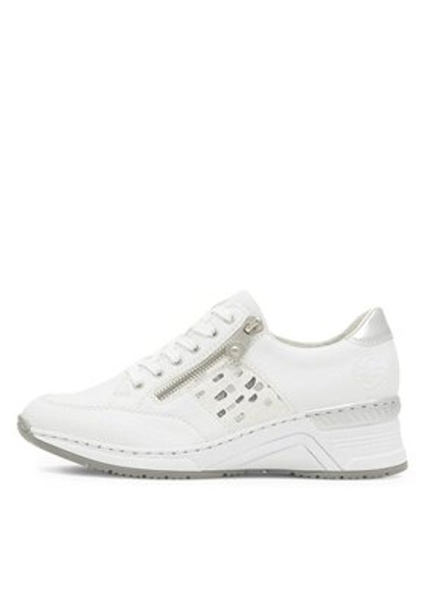 Rieker Sneakersy N4322-80 Biały. Kolor: biały. Materiał: skóra