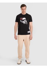 4f - 4F T-shirt regular z nadrukiem siatkarskim męski - czarny M. Okazja: do domu, na co dzień. Kolor: czarny. Materiał: jersey, materiał, bawełna. Wzór: nadruk. Styl: casual, sportowy, klasyczny #2