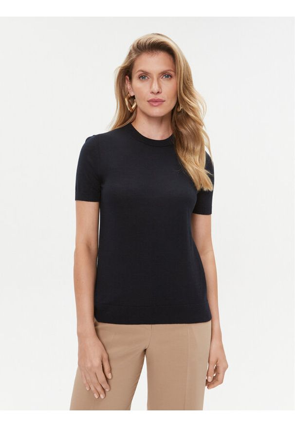 BOSS - Boss Sweter Falyssiasi 50492857 Granatowy Regular Fit. Kolor: niebieski. Materiał: wełna