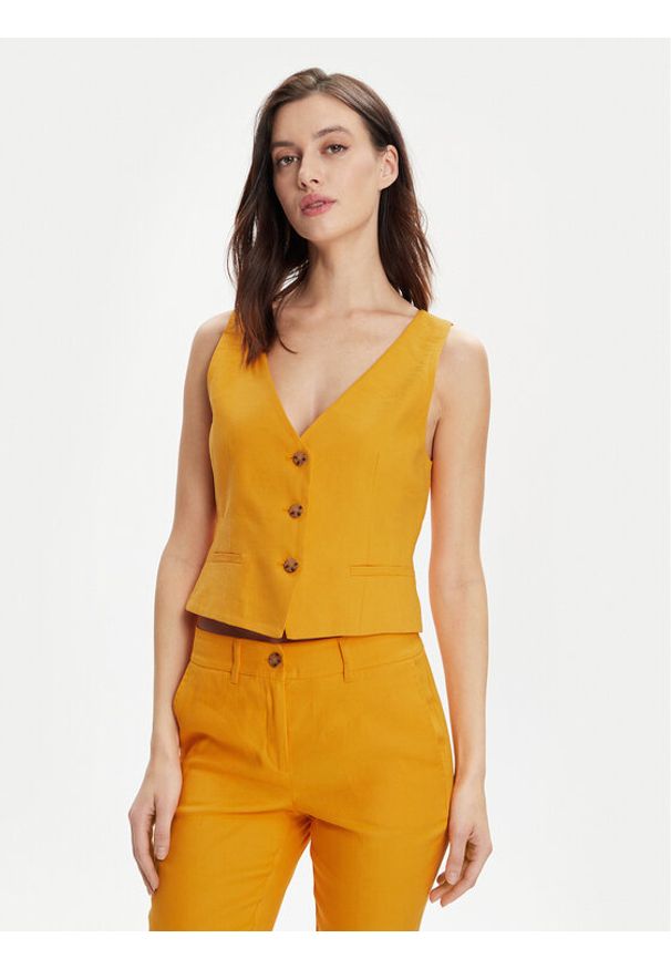 Marella Kamizelka Bananas 2413151012 Pomarańczowy Regular Fit. Kolor: pomarańczowy. Materiał: len