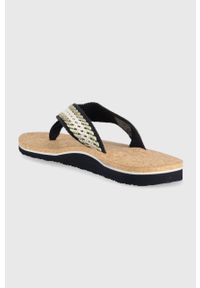 TOMMY HILFIGER - Tommy Hilfiger japonki TH CORK SANDAL damskie kolor granatowy na płaskim obcasie FW0FW07145. Kolor: niebieski. Materiał: materiał. Obcas: na obcasie. Wysokość obcasa: niski #4