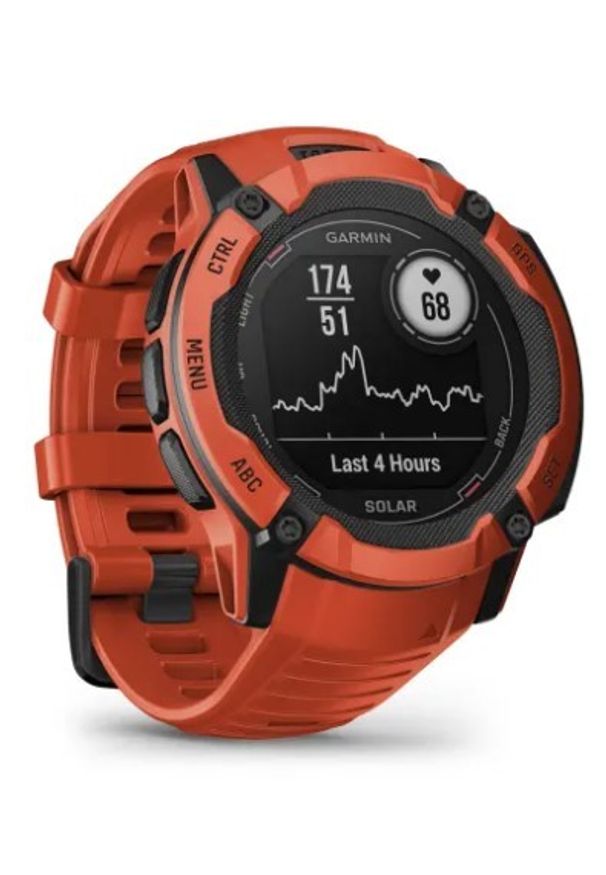 GARMIN - Garmin Instinct 2X Solar (ognistoczerwony / ognistoczerwony pasek). Rodzaj zegarka: smartwatch. Styl: militarny, biznesowy