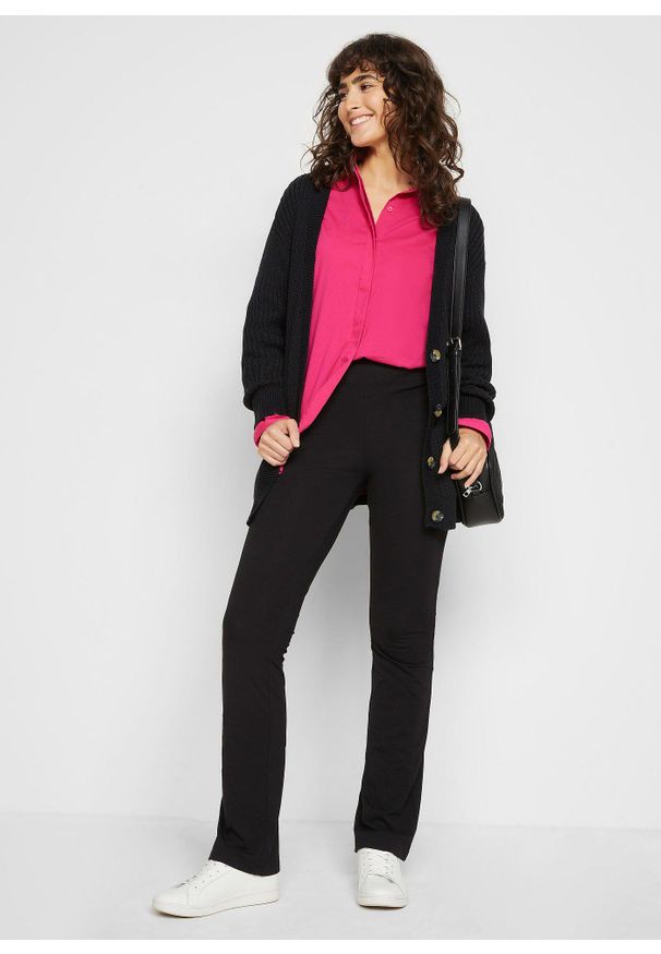 bonprix - Legginsy z bawełny Flared Leg. Kolor: czarny. Materiał: bawełna