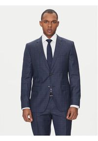 BOSS Garnitur H-Huge 50535401 Niebieski Slim Fit. Kolor: niebieski. Materiał: wełna #4