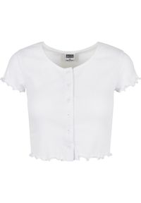 Koszulka damska Urban Classics cropped button up rib. Kolor: biały #1